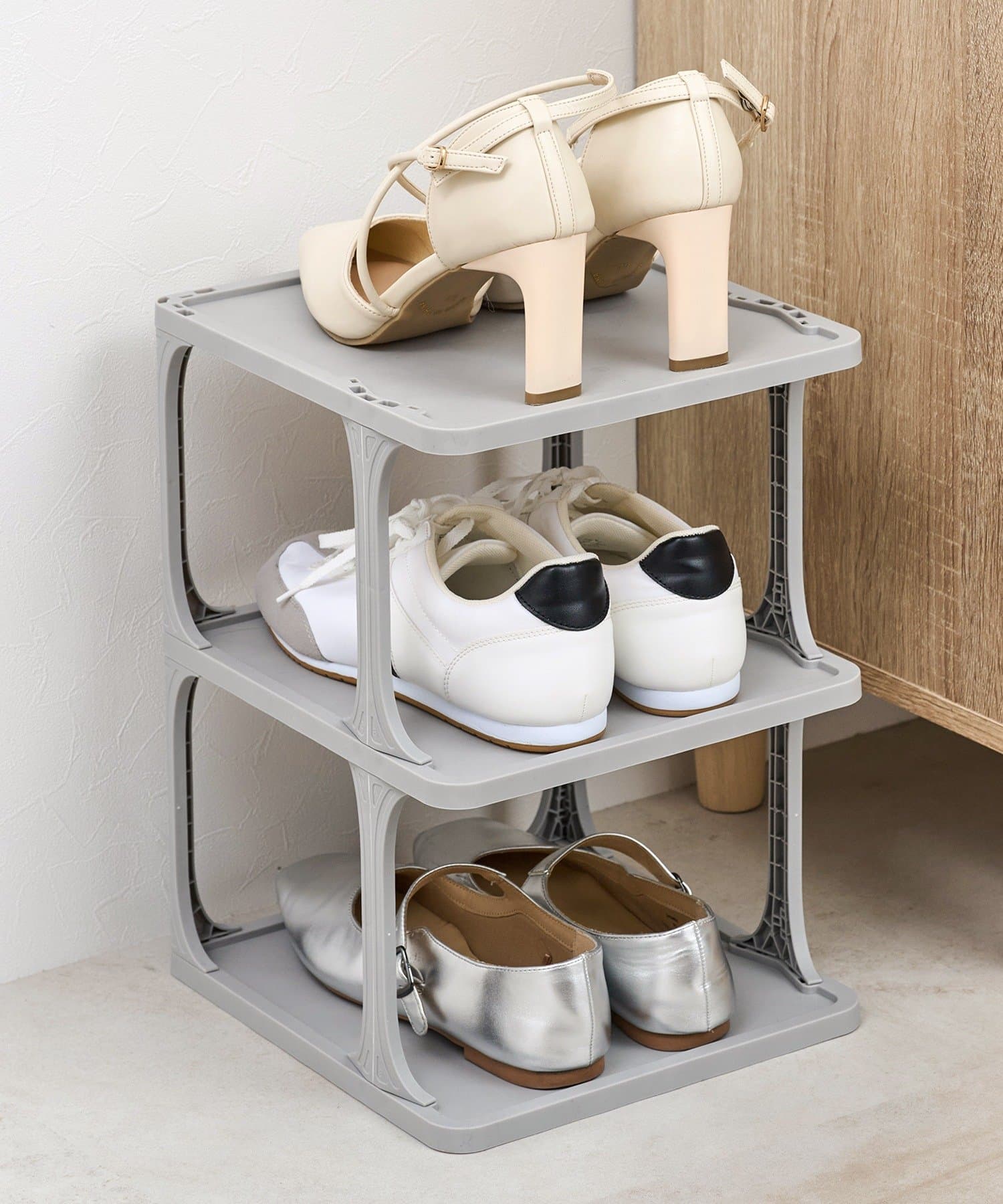 スタッキングシューズ収納棚:3段 ¥880(税込)